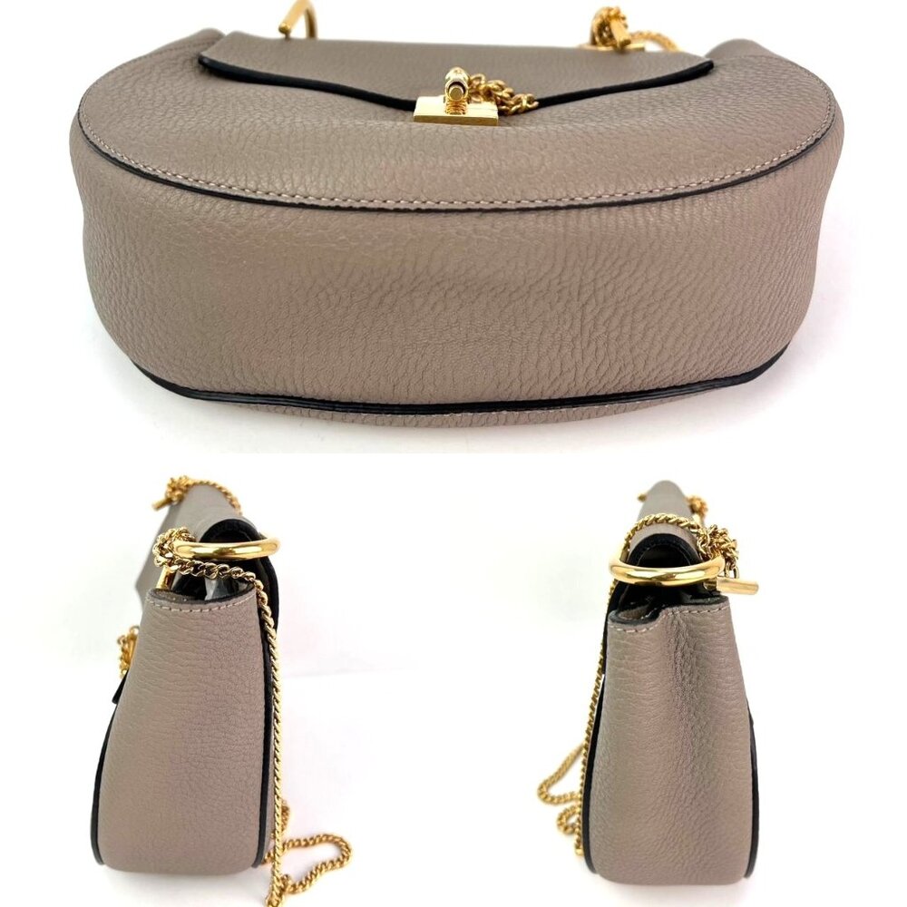 Chloe Small Drew Gray Grained Lambskin Leather Shoulder Cross-body Bag - Picture 3 of 12